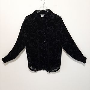 Pret A Porter Black Long Sleeve Top Silk Blend Size Medium